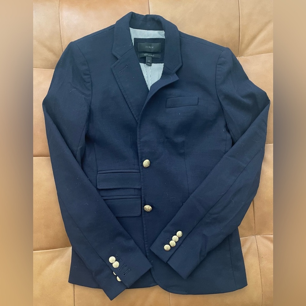 Women’s J Crew Schoolboy navy blue blazer.